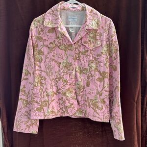 villager Pink and Gold Floral Blazer Jacket